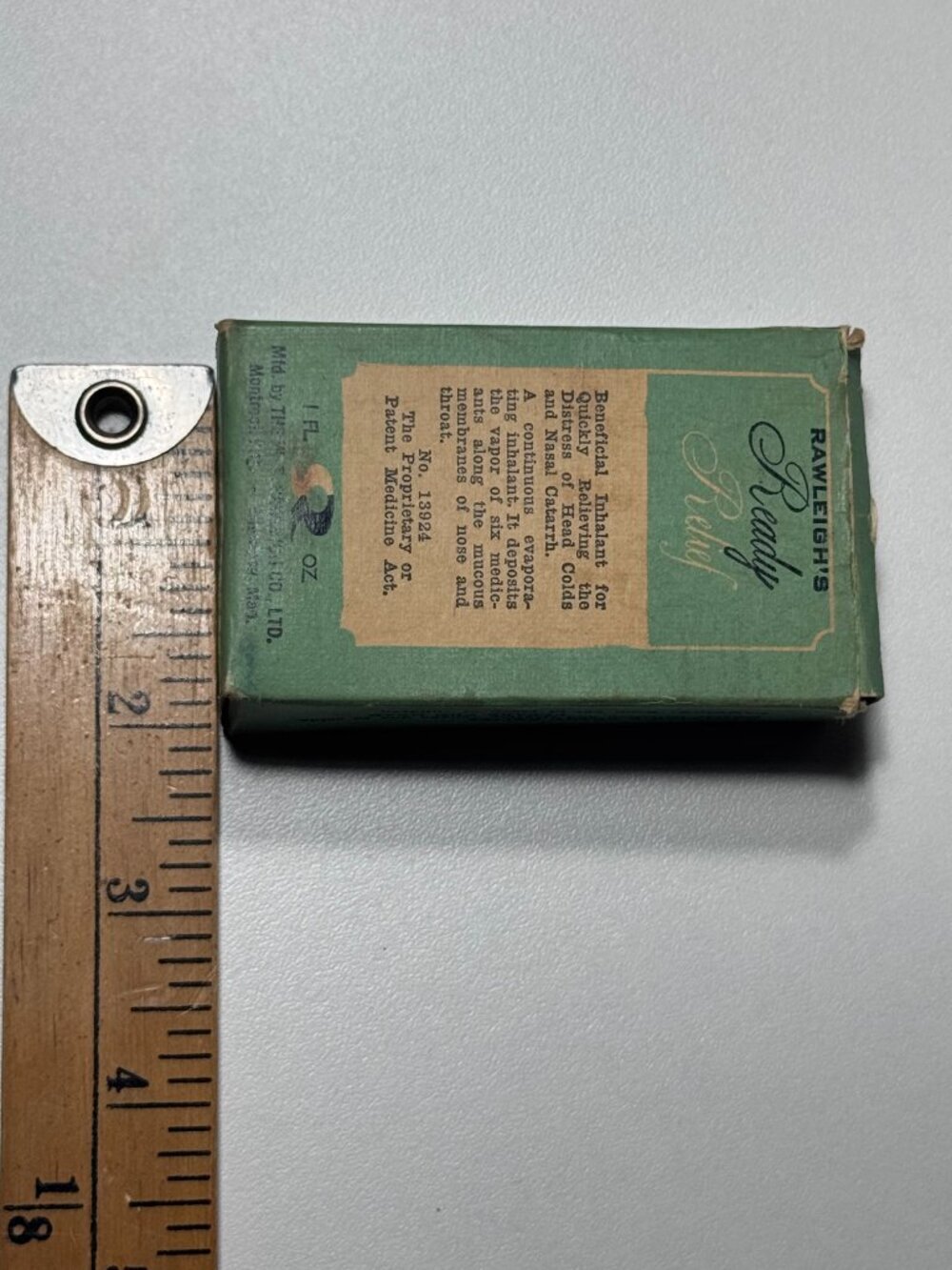 Vintage Rawleigh's Ready Relief Inhalant Bottle & Box 1940s Canada - Picture 4 of 12